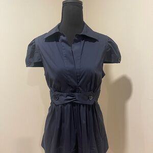 BCBGMaxAzria Dark Blue Blouse with Button Accents - NEW!